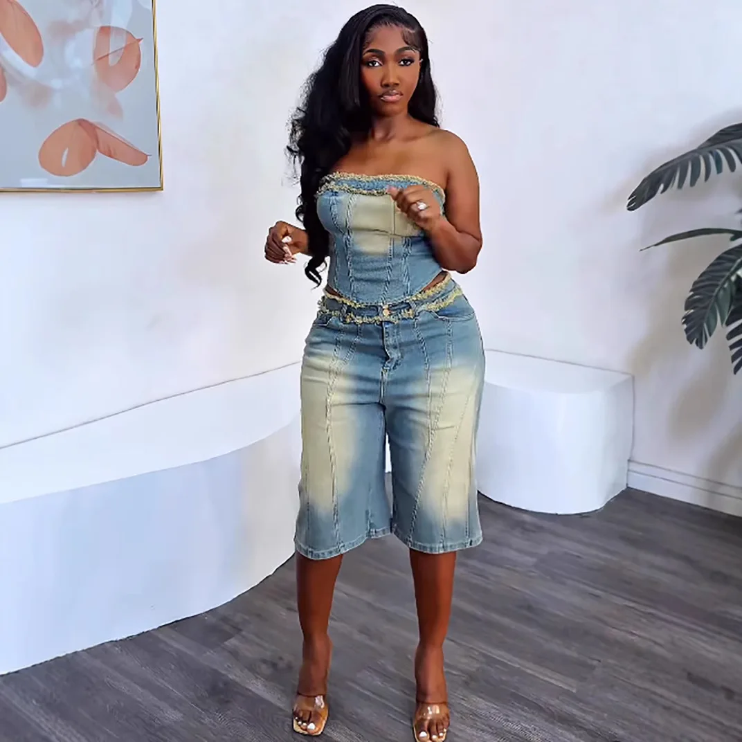 European and American Women's  - Women Fashion Jeans Top avaliação e preço