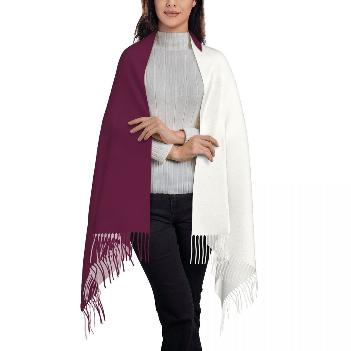 Qatar Flag Women's Tassel Shaw - Women Fashion Qatar avaliação e preço