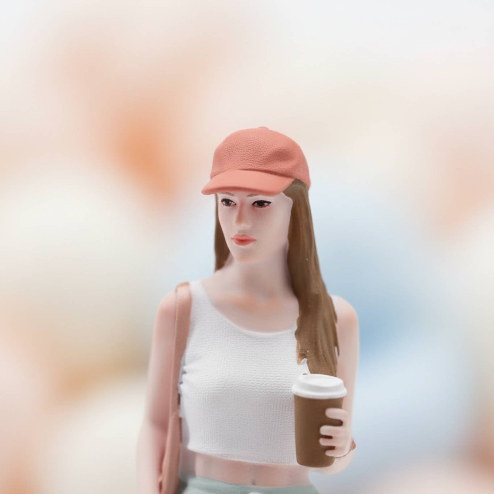 Girl Figure Holding Coffee Col - Women Fashion Pose avaliação e preço
