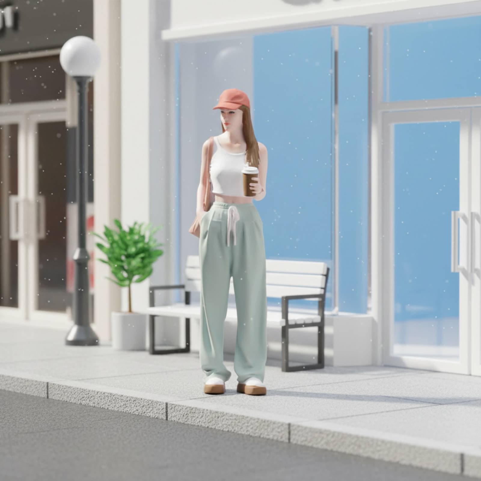 Girl Figure Holding Coffee Col - Women Fashion Pose avaliação e preço